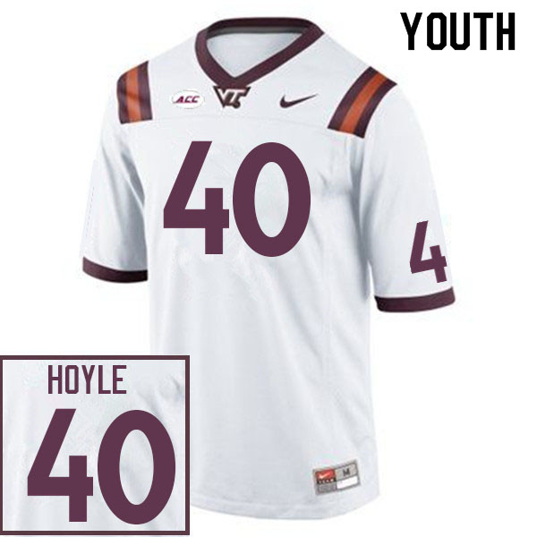 Youth #40 Jalen Hoyle Virginia Tech Hokies College Football Jerseys Sale-White - Click Image to Close